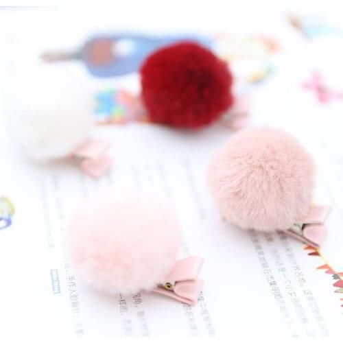 Boutique 20pcs Fashion Cute Fur Pom Pom Hairpins Assorted Color Ball Hair Clips Princess Headwear Hair Accessories for Girls