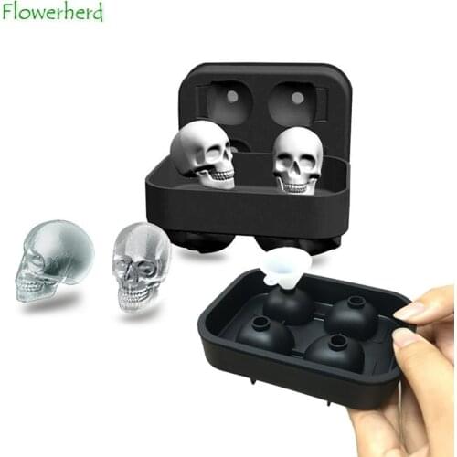 Skull Silicone Mold Ice Cube Mold Ice Tray DIY New Halloween Skull Ice Mold Ice Box with Funnel Kitchen Tools Accessories