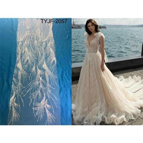 Latest African Tulle lace French Net Beaded Lace Fabric For Wedding Embroidery African lace fabric 5 YARDS