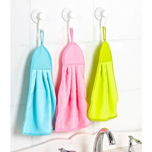 Hot Sale 1PC/2PCS Coral Velvet Bathroom Supplies Soft Hand Towel Absorbent Cloth Dishcloths Hanging Cloth Kitchen Tools 44x28cm