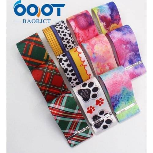 I-19809-1873,1-1/2'' 38mm Christmas plaid gradient pet Printed grosgrain ribbon 10yards DIY handmade