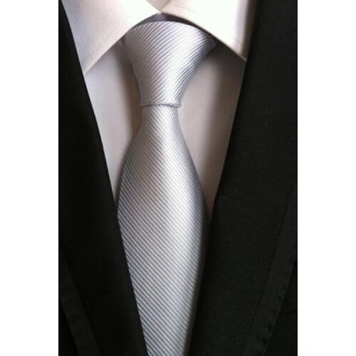 8cm Classic design ties Luxury solid silver striped necktie TOP quality woven