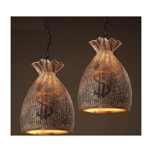 Loft Style Creative Purse Resin LED Droplight Industrial Wind Vintage Pendant Light Fixtures For Dining Room Hanging Lamp