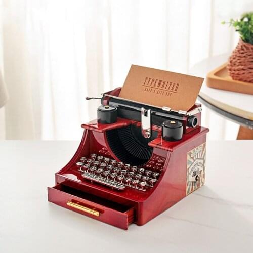Mini Green Creative Plastic Music Box Clockwork Typewriter Ancient Antique Decorative Unique Gifts Caja Musical Gift Box EH50MB