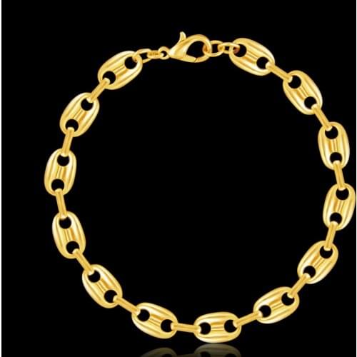 Fashion simple dubai gold color unisex bracelets link gold chain bracelet for men women pulseira jewelry bracelets & bangle