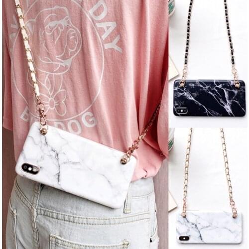 Fashion satchel Leather metal chain marble Soft silicone phone case for apple iphone 12 MiNi X XR XS MAX 7 8 plus 11 Pro cover
