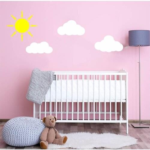 Cartoon Sun Clouds Wall Decal Baby Nursery Play Room Sun Clouds Sky Space Nature Wall Sticker Bedroom Roommate Vinyl Decor Art