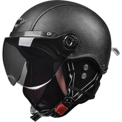 Leather Helmets For Motorcycle Retro Half Cruise Helmet Prince Motorcycle Helmet Vintage Motorcycle Moto