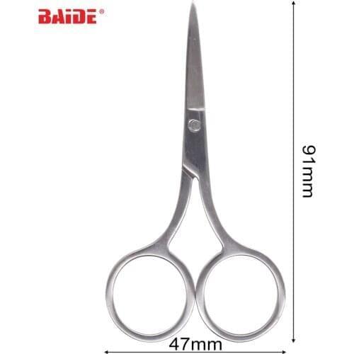 Stainless Steel Makeup Scissor Eyebrow Eyelashes Nose Hair Trim Scissor Sharp Ponit Curve Tip Small Eyebrow Scissor 400pcs/lot