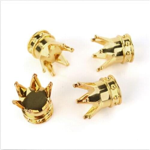 New 4PCS Gold Crown Shaped Tyre Wheel Stem Air Valve Caps Car Tire Valve Caps Auto Truck Motocycle Bike MTB Dust Dustproof Caps