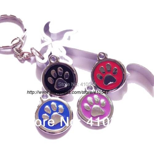 Wholesale Free Shipping Mix Colors 1000 Pcs/ Lot Pet Product Custom Pet Dog Paw shape Tags Personalized Dog ID Tags