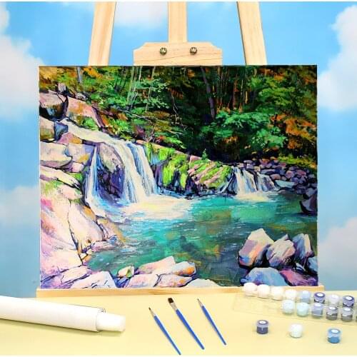 Landscape Waterfall DIY Painting By Numbers Complete Kit Acrylic Paints 40*50 Canvas Painting New Design Crafts Drawing