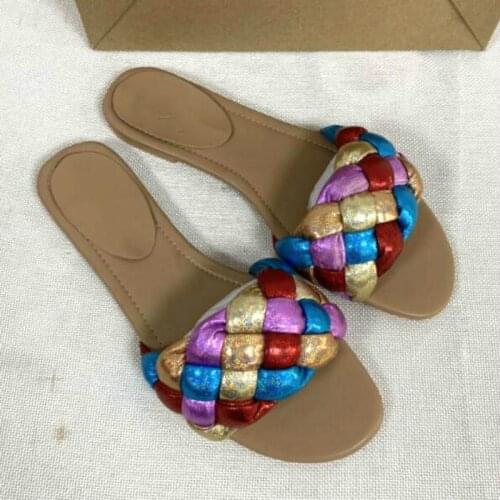 Womens Flip Flops Flat with Colorful Ladies Slides Beach Summer Party Shoes Woman Big Size Outside Elegant Female Slippers