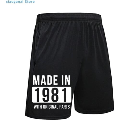 Men Shorts Made In 1981 Letter Print Sportswear Limited Edition 38th Birthday Gift Nostalgic Year Humour Casual Short