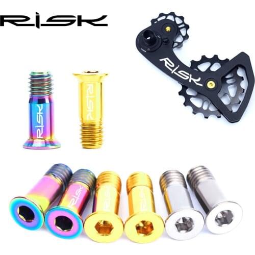 RISK 2pcs/box Road Mountain Bike Bicycle M5*14.2mm Shift Rear Derailleur Pulley Jockey Wheel Fixing Bolts Screws Titanium Alloy