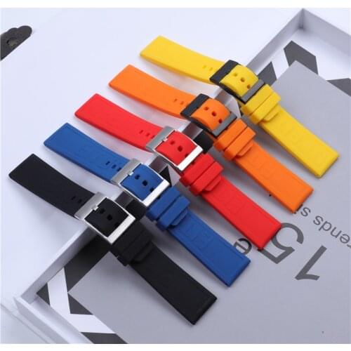 22mm Black Blue Red Yellow Orange Soft Nature Silicone Rubber Watchband For Breitling Watch Strap Navitimer Avenger Logo On