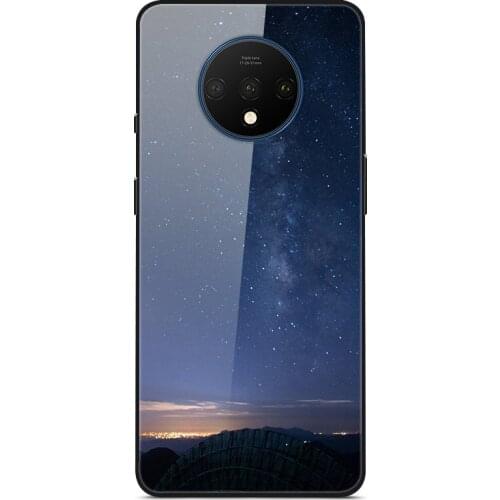 Glass Case For Oneplus 7T Phone Case Phone Shell Phone Cover Back Bumper Star Sky Pattern
