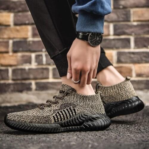 Super Elastic Technology Gym Running Shoes Men Shock Absorption Wild Sneakers Outdoor Sports Shoes Male Flying Woven Tide Shoes