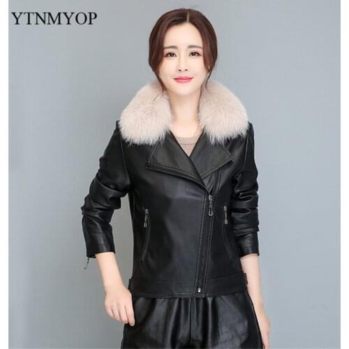 Spring Jacket Women Fox Fur Plus Size S-4XL Leather Coat Female Autumn Clothing Slim Fashion High Quality Suede YTNMYOP