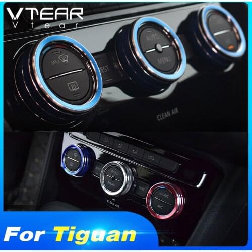 Vtear For Volkswagen VW Tiguan 2019 2018 Air Conditioning Knob Decorative Cover Interior Mouldings Refit Accessories Car Styling