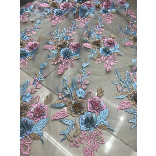 Embroidered French Nigerian Lace Fabric with french net lace fabric ZH-68686 for wedding dress