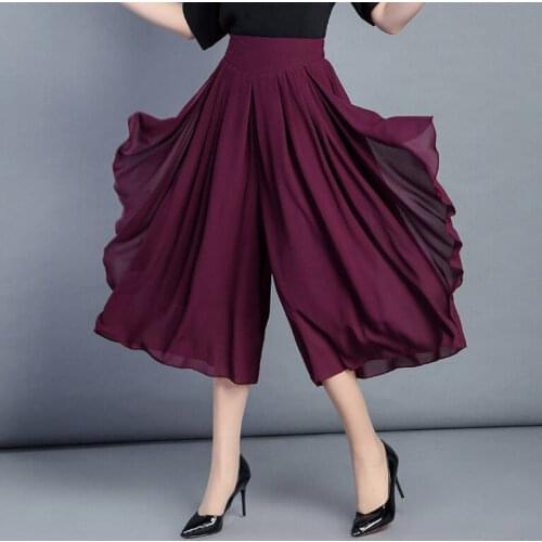 Women 2021 Spring Summer New Solid Color Wide-leg Pants Female High Waist Thin Chiffon Trousers Ladies Loose Casual Pants E145