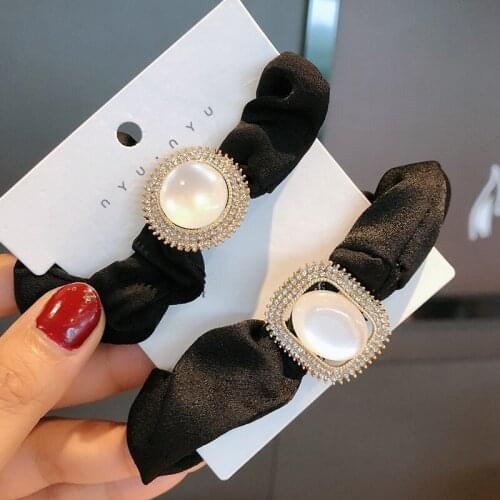 Korean Geometric Opal Hair Ties Elastic Hair Bands Flash Rhinestone Hair Rope Simple Fashion Hairband Hair Accessories for Girls