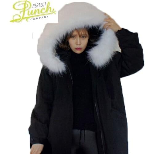 Women Winter Wool Jacket Liner High Imitation Fur Collar Casacos de inverno feminino Long Slim Warm Coat Female ST036