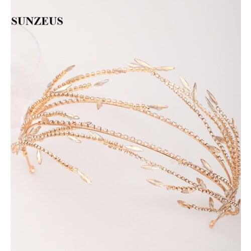 Asymmetrical Shape Gold Hairbands for Bridal Wedding Hair Jewelry Silver Tiaras Hair Accessories bijoux cheveux HD47