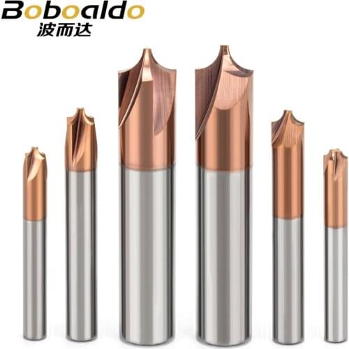 1PC Solid Carbide Anti-R Chamfering Router Bit For Alloy Steel 2 and 4 Flutes Arc R Angle End Mill CNC Milling Cutter