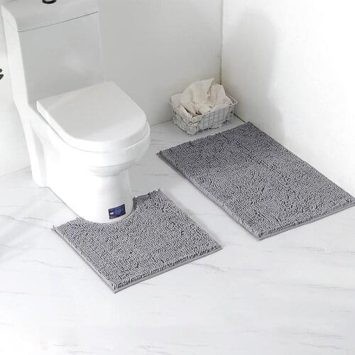 10 Colors Available Shaggy Chenille Bathroom Mat Set For Toilet Bathtub Living Room Door Bathroom Foot Floor Machine Washable