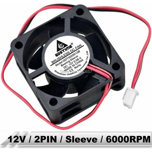 2 Pieces LOT Gdstime 4020 40mm 40x40x20mm 4cm DC 12V 2Pin Brushless Axial Industrial Flow Cooling Fan