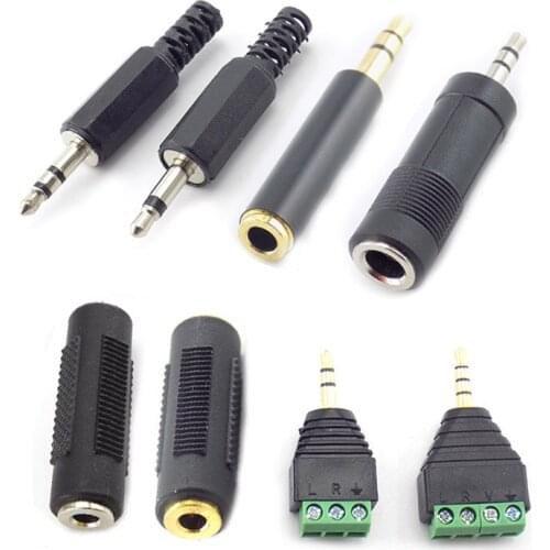 3.5mm Audio Connector 2/3 Pole Mono/Stereo Audio Plug Converter Male Female Socket Headphone Adapter Jack Cold