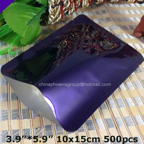3.9"*5.9"_10x15cm,500pcsxPure aluminum foil bag, purple mylar foil plastic pouches heat sealable the mask/powder package bags