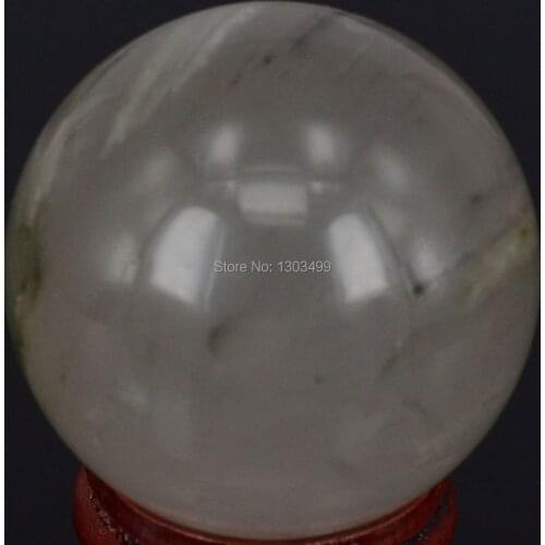 40MM(1.6") Natural Gemstone Grey Aragonite Sphere Crystal Globe Ball Chakra Healing Reiki Stone Carving Crafts W/Stand