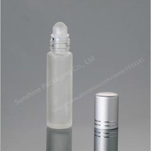 500 pcs 10ml Roll on perfume bottle 10 ml forsted clear essential oil roll on bottle small frosted glass roller container