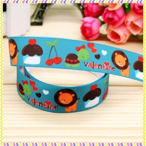 7/8'' Free shipping valentine printed grosgrain ribbon hairbow headwear party decoration diy wholesale OEM 22mm P4886