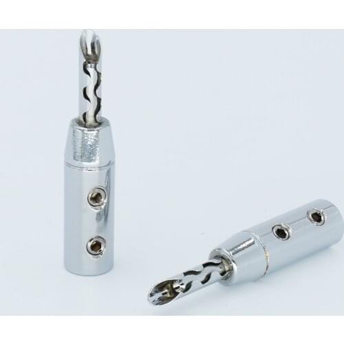 8PCS Rhodium Plated BFA Z Banana Speaker Plug Copper Connector HiFi