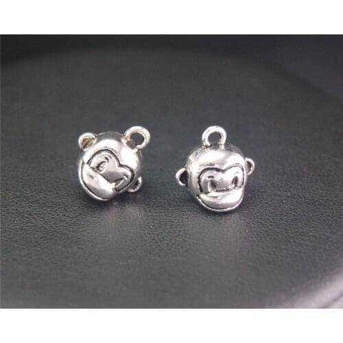 8pcs Silver Color 3D Animals Monkey Head Fit For Pendant European Style DIY Jewelry Findings 12x13mm A2045