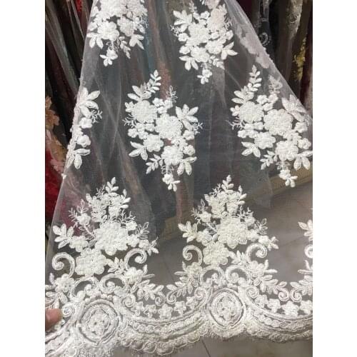 African Lace Fabric SYJ-6123 Embroidered Nigerian Lace Fabric with beads Bridal High Quality French Tulle Lace Fabric For Women