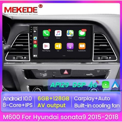 6+128 Android 10.0 DVD 2 Din Car Radio Multimedia Video Player Navigation GPS for HYUNDAI SONATA LF 2015 - 2018 Auto Stereo DSP