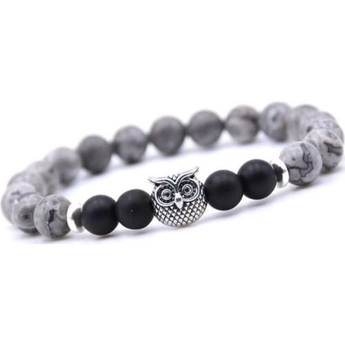 Natrual map stone bracelet owl beaded bracelets for women pulseras jewellery men bileklik accessories bijoux homme armbanden