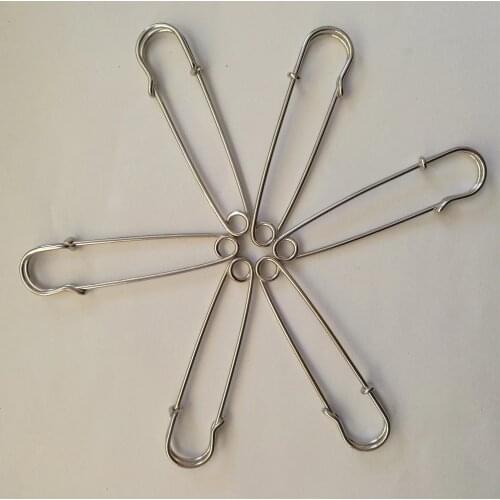 Hot 10Pcs Safety Pins Brooch Extra Large Steel Safety Pins Brooch Pins,Bright Silver Sewing Needles 65mm/75mm Alfileres Costura