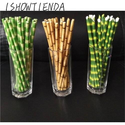 25 pcs Bamboo Pattern Paper Decoration Wedding Party Supplies Creative Straw Christmas Drinking Straw Decorations