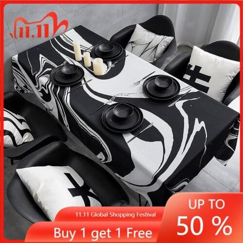 Black and white waterproof tablecloth cloth art tablecloth rectangular tablecloth coffee table tablecloth