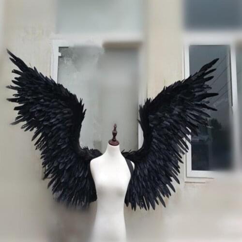 Black white cosplay angel wings catwalk show props festival Angel Feather wings Window props underwear catwalk