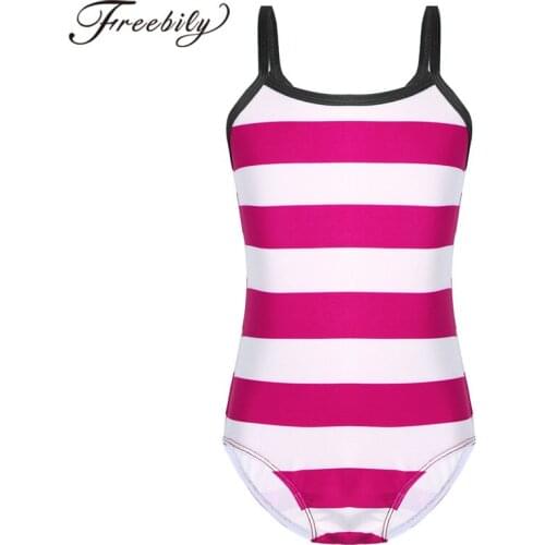 Children Summer Swimming Kids Girls One-piece Beach Wear Spaghetti Shoulder Straps Striped Swimsuit Swimwear Child Bathing Suit