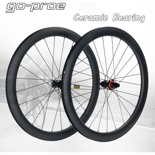 GO-PORE CRF01 Carbon Fiber Road Disc Bike Wheelset Ceramic Bearing Hub 700c Tubular Clincher Tubeless Rim RD12 For Cyclocross