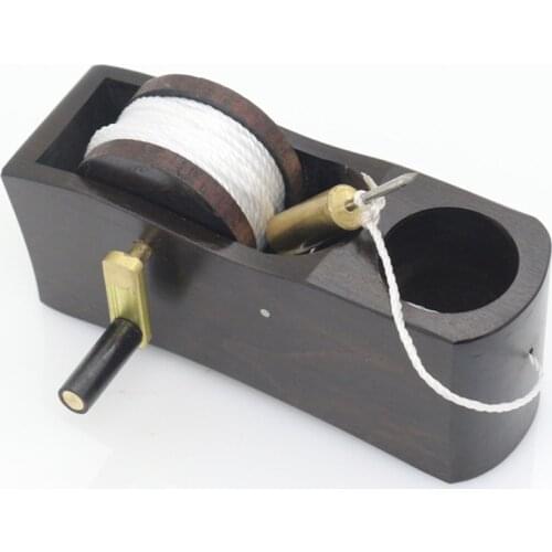 Ebony Hand Crank Chalk Box with Metal Needle, Woodworking Carpenter Mini Ink Marker Fountain Chalk Line Carpenter Tool