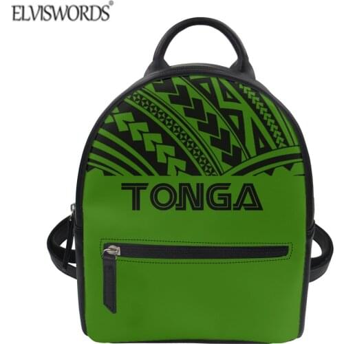 ELVISWORDS 2021 Brand Womens Backpack Solid Color Tonga Print Pu Leather Travel Bags for Ladies New Designer Bagpacks Drop Ship